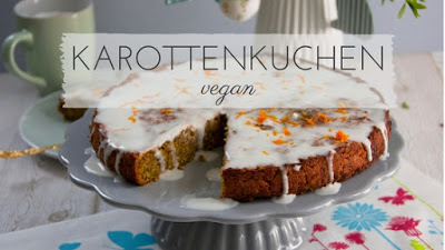 vegan | Karottenkuchen schmeckt lecker und passt nicht nur zu Ostern. Dieses Rezept ist für einen veganen Karotten-Apfel-Kuchen mit einer Glasur aus Kokosmilch