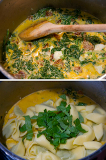 Feierabendküche: cremige Mozzarella Spinat Tortellini mit getrockneten Tomaten | Rezept | schnelles Mittagessen | schnelles Abendessen oder Lunch