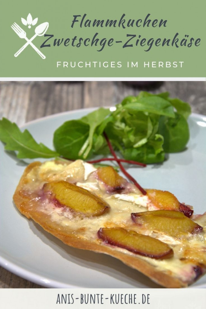 herbstlicher Flammkuchen mit Zwetschge und Ziegenkäse