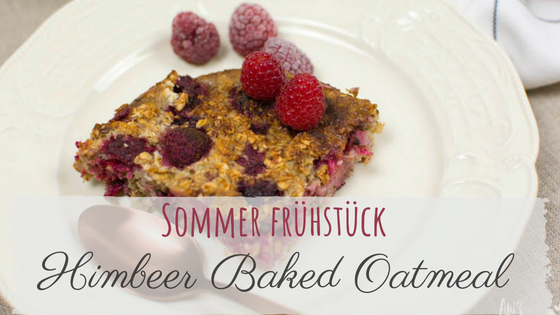 Rezept für ein leckeres Sommer Frühstück. Himbeer Kokos Oatmeal Bake.