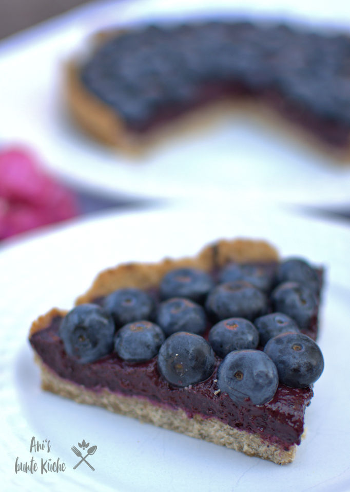 Stück zuckerfreie Blaubeertarte