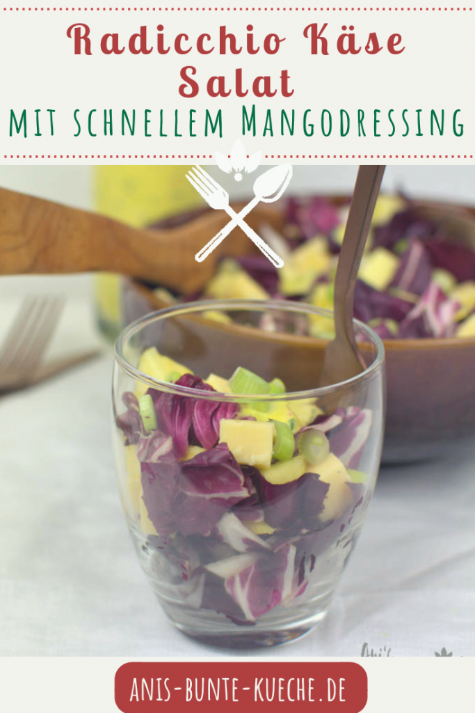 Radicchio Käse Salat mit Mango Dressing im Glas