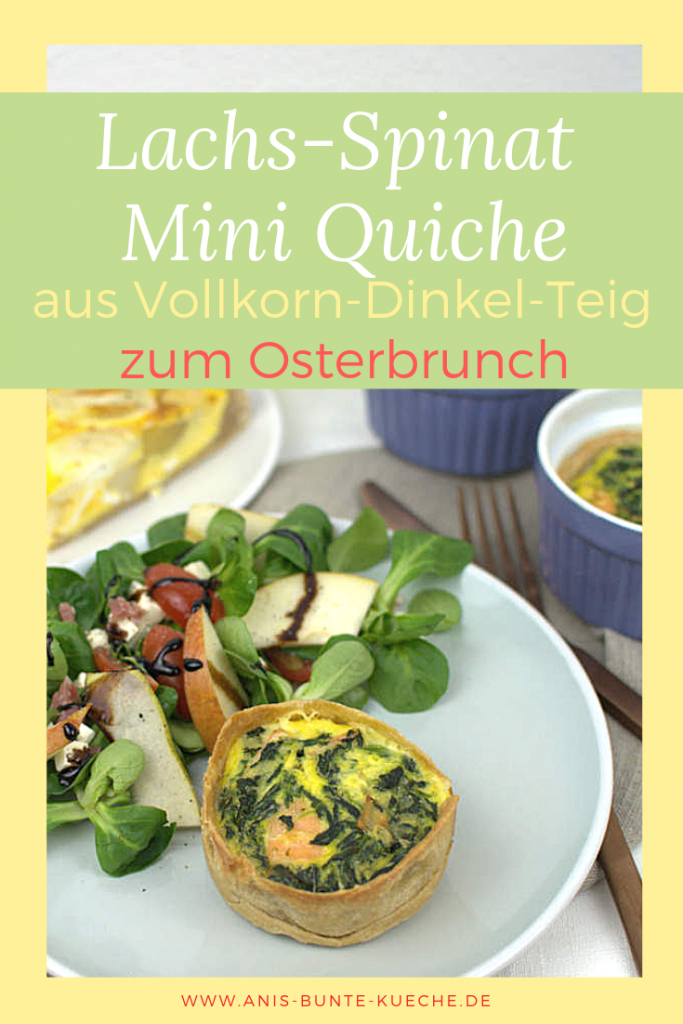 Lachs-Spinat Mini Quiche mit Vollkorn-Dinkelmehl zum Osterbrunch