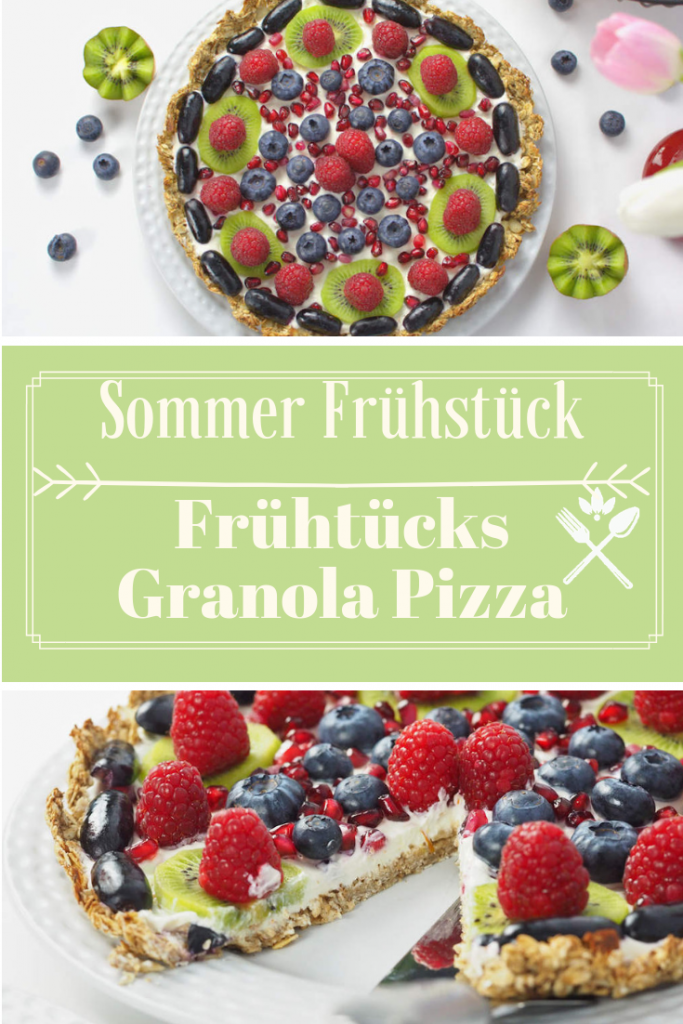 Sommer Frühstück Frühstücks Granola Pizza mit Skyr und Beeren