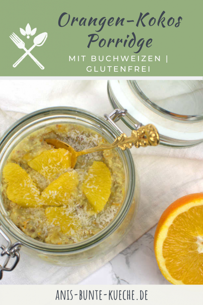 Glutenfreies Porridge mit Buchweizen und Orangengeschmack.