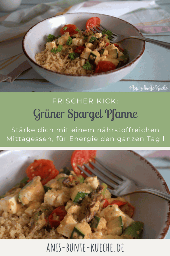 Schnelles Mittagessen - Grüner Spargel mit Couscous und Feta.